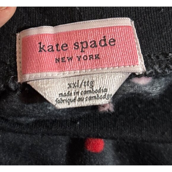 Kate Spade Pajamas New York Womens XXL Black & Red Polka Dot Velour Knit - Picture 7 of 7